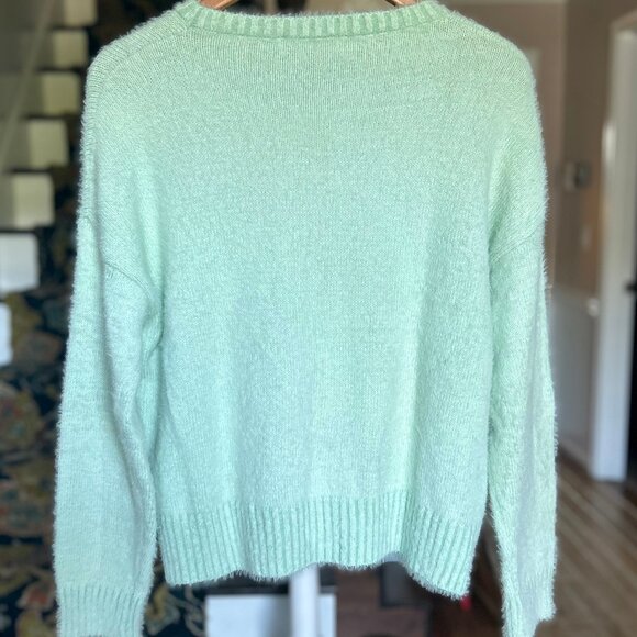 Storia Seafoam Mint Green Mohair Type Crew Neck Boxy Fit Sweater Womens Size Med - Picture 3 of 9